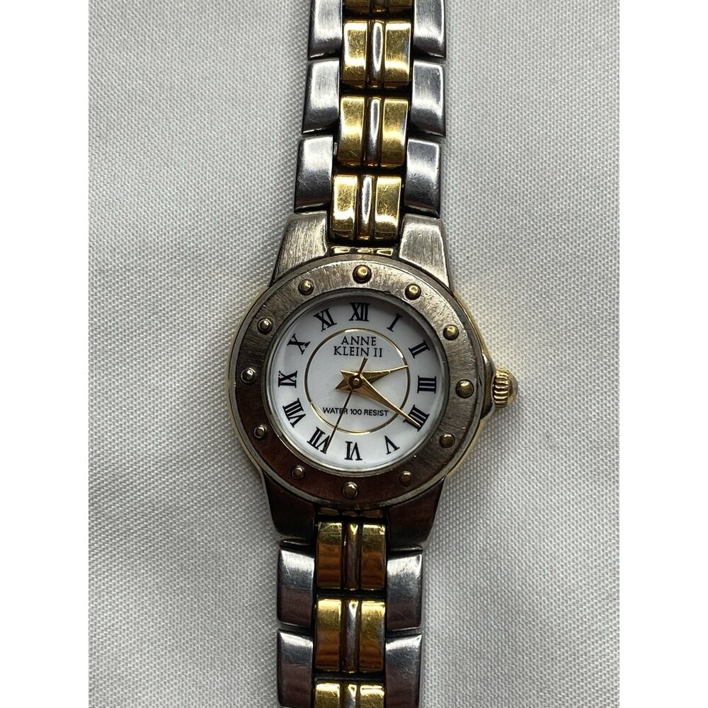 Vintage Anne Klein II Watch Women Two Tone Silver Gold Roman Numeral 10/4027 90s